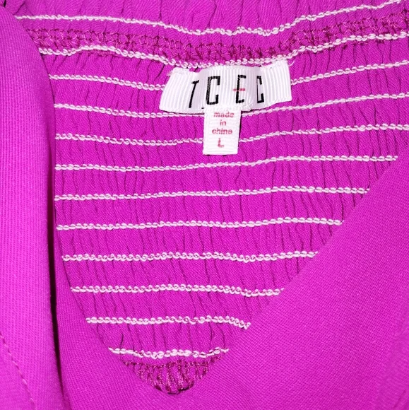 NWOT Magenta Dress with Puff Sleeves - Picture 3 of 3